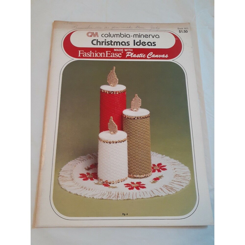 Vtg Columbia Minerva Christmas Ideas Book 663 Plastic Canvas Crafts 11 Pages